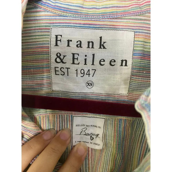 Frank & Eileen Rainbow Strip Barry Linen Button Down Top Size XS - Picture 5 of 7